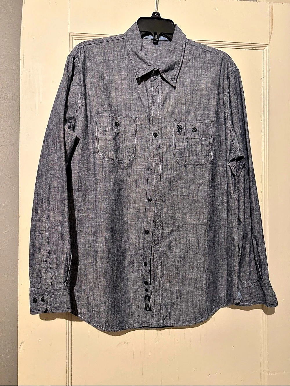 U.S. Polo Assn. Long Sleeve Slub Chambray Woven Shirt.
